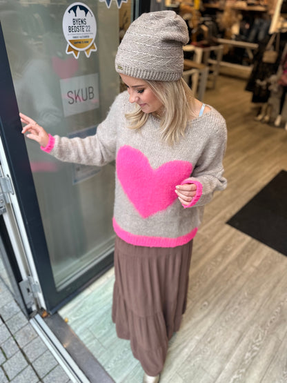 MG HEART PULLOVER SAND/PINK MG8488