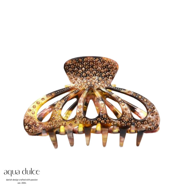 AQUA DULCE HAIRCLAW BROWN GOLD STONES 4698 - Boutique Trine